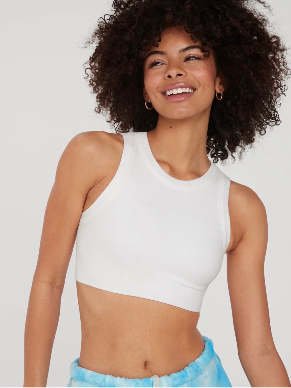 OFFLINE By Aerie Seamless High Neck Sports Bra in White